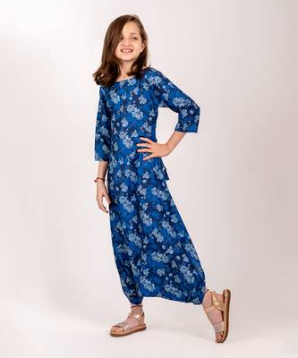 Blue cotton rayon dhoti jumpsuit 2