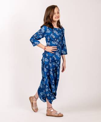 Blue cotton rayon dhoti jumpsuit 3