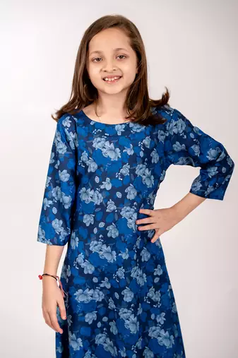 Blue cotton rayon dhoti jumpsuit