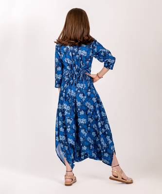 Blue cotton rayon dhoti jumpsuit 5