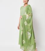 Pista colour designer partywear kurti with dupatta for girlish looks