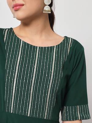 Green colour designer partywear kurti with dupatta for girlish looks 3