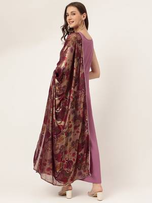 Baby pink colour designer partywear kurti with dupatta for girlish looks 2