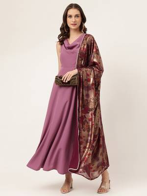 Baby pink colour designer partywear kurti with dupatta for girlish looks 5