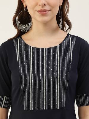 Blue colour designer partywear kurti with dupatta for girlish looks 3