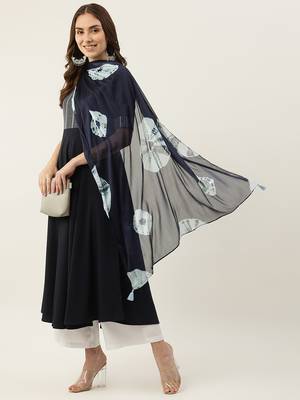 Blue colour designer partywear kurti with dupatta for girlish looks 4