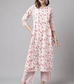 Designer printed white colour partywear girlish dress