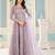 Light purple heavy embroidery net semi stitch wedding gowns