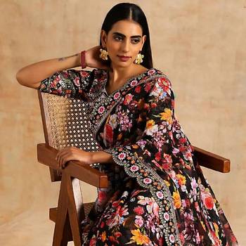 Print Designer Party Wear Work Saree  3