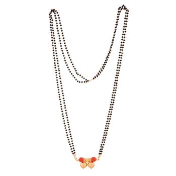Black beads mangalsutra LONG with double vati pendant one gram gold 3