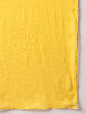 Akshuna Rayon Mirror Work Embroidered Yellow Anarkali Suit  4