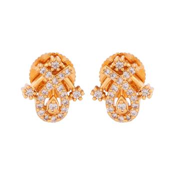 Diamond pendant mangalsutra SHORT and earrings set one gram gold 4