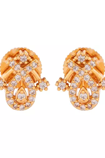 Diamond pendant mangalsutra SHORT and earrings set one gram gold