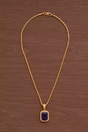 Golden short chain with Purple stone pendant one gram gold