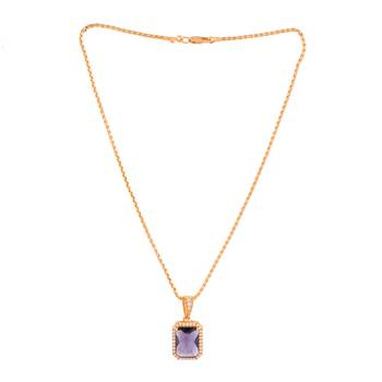 Golden short chain with Purple stone pendant one gram gold 3