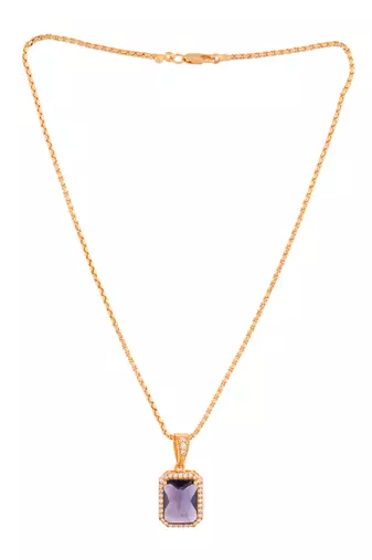 Golden short chain with Purple stone pendant one gram gold