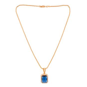 Golden chain with navy blue stone pendant one gram gold 3