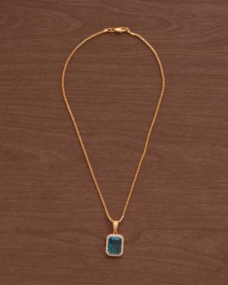 Gold chain SHORT with light blue stone necklace one gram gold 2