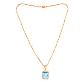 Gold chain SHORT with light blue stone necklace one gram gold 3