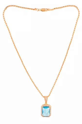 Gold chain SHORT with light blue stone necklace one gram gold