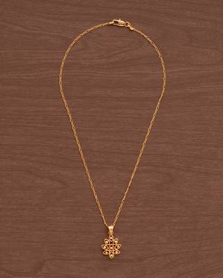 Golden chain SHORT with diamond flower pendant one gram gold 2