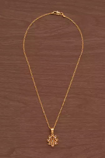 Golden chain SHORT with diamond flower pendant one gram gold