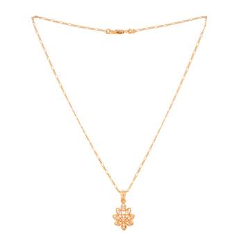 Golden chain SHORT with diamond flower pendant one gram gold 3