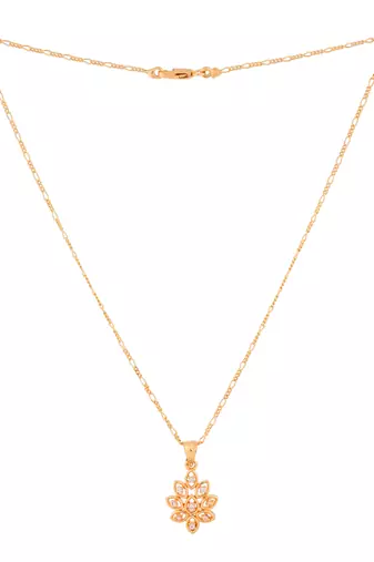 Golden chain SHORT with diamond flower pendant one gram gold
