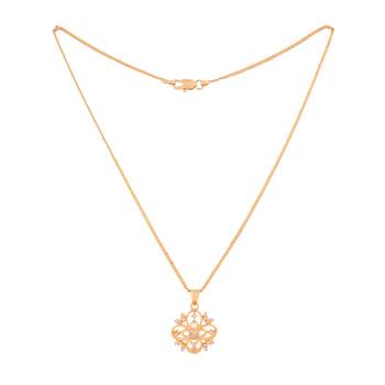 Golden chain SHORT with diamond flower pendant one gram gold 3