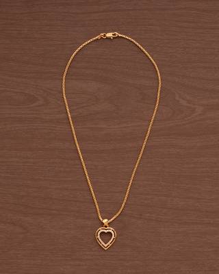 Golden chain SHORT with diamond heart pendant one gram gold 2