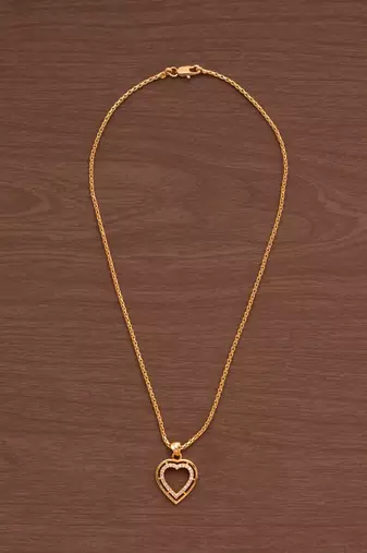 Golden chain SHORT with diamond heart pendant one gram gold