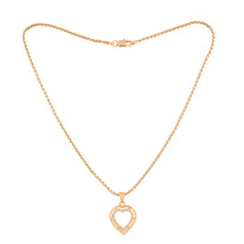 Golden chain SHORT with diamond heart pendant one gram gold 3
