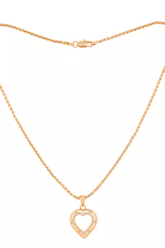 Golden chain SHORT with diamond heart pendant one gram gold