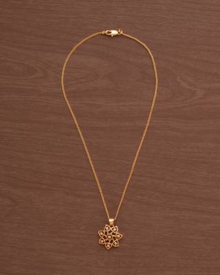 Golden chain SHORT with white flower pendant one gram gold 2