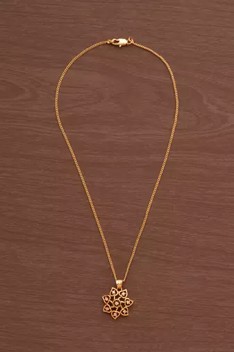 Golden chain SHORT with white flower pendant one gram gold