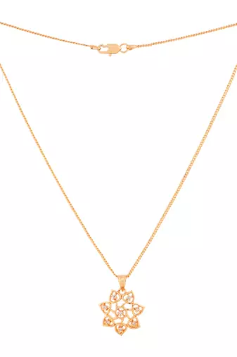 Golden chain SHORT with white flower pendant one gram gold