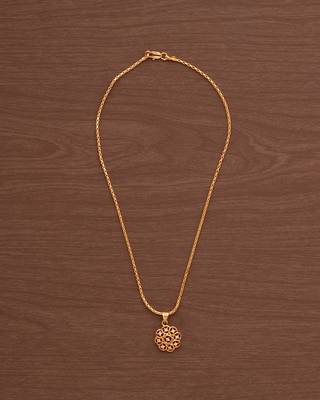 Golden chain short with 9 diamonds pendant one gram gold 2