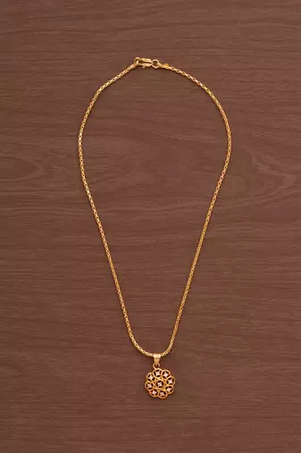 Golden chain short with 9 diamonds pendant one gram gold
