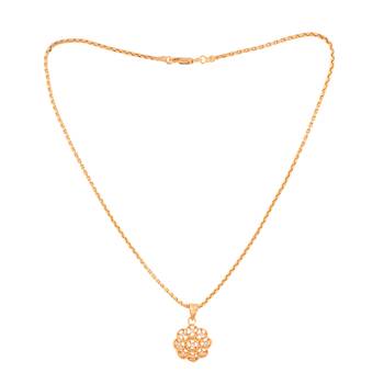 Golden chain short with 9 diamonds pendant one gram gold 3