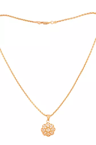 Golden chain short with 9 diamonds pendant one gram gold