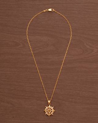 Golden chain SHORT with diamond pendant one gram gold 2