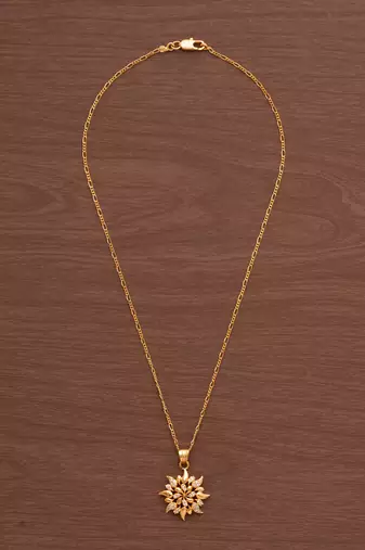 Golden chain SHORT with diamond pendant one gram gold