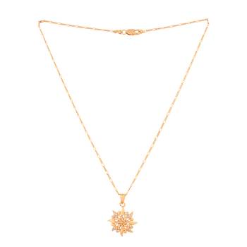Golden chain SHORT with diamond pendant one gram gold 3