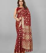 Maroon colour banarasi silk saree