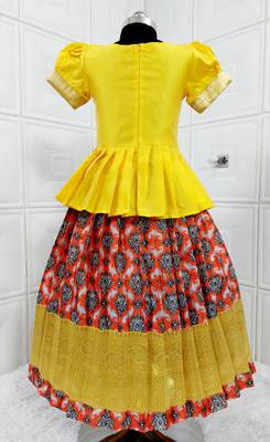 New south Indian traditional pattu pavadai Jecquard Lehenga choli for girls dress 2