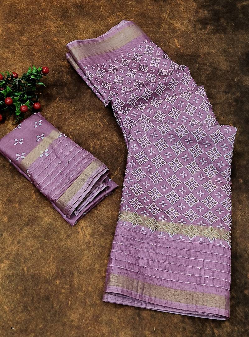 Pink colour bandhani  dola silk saree