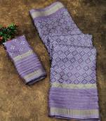 Purple Colour Bandhani  Dola Silk Blend Saree