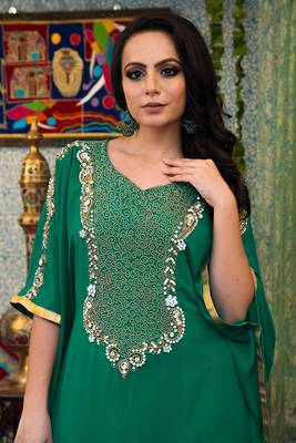 Sea green georgette kaftan 3