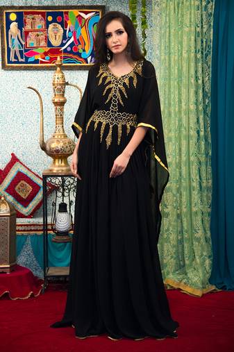 Black georgette designer kaftan
