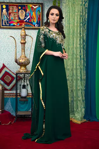 Dark green georgette  designer kaftan